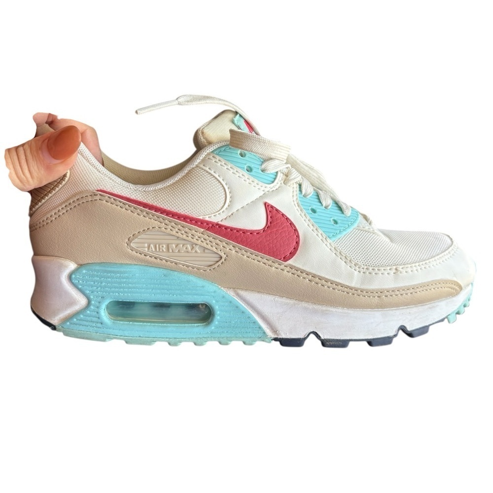 Nike Air Max 90 'Sail/Copa/Rattan/ Archaeo Pink' Size Women's 8 preloved - Picture 4 of 12